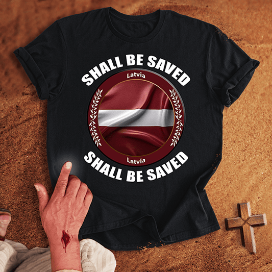 Latvia Shall Be Saved T Shirt - White M | Biblical & Scripture Inspired Apparel | Jesus Monk