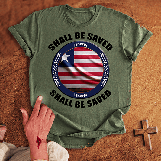 Liberia Shall Be Saved T Shirt - Black M | Biblical & Scripture Inspired Apparel | Jesus Monk