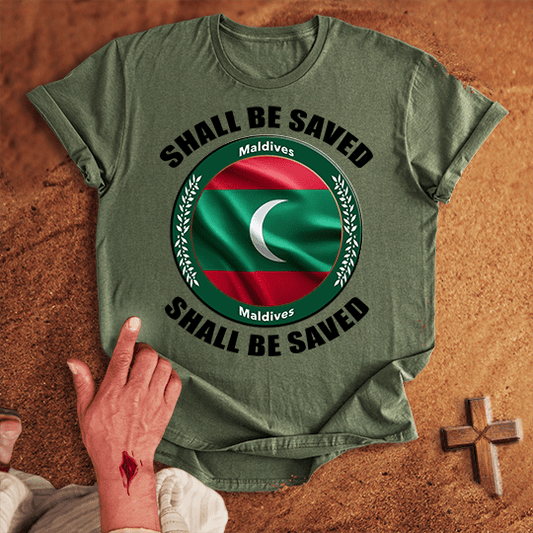 Maldives Shall Be Saved T Shirt - Red M | Biblical & Scripture Inspired Apparel | Jesus Monk