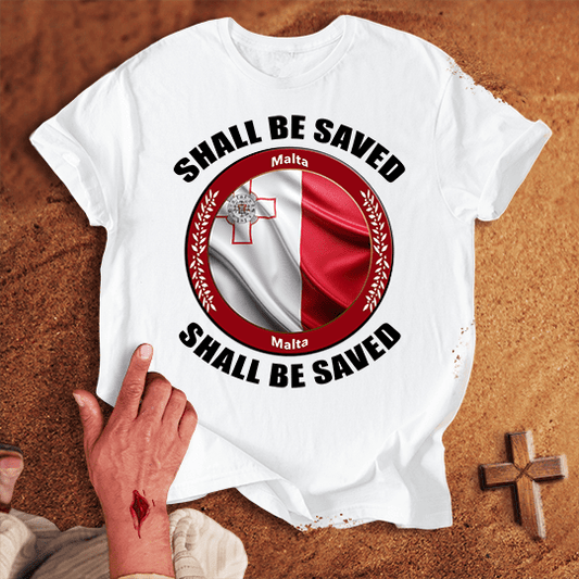 Malta Shall Be Saved T Shirt - Red M | Biblical & Scripture Inspired Apparel | Jesus Monk