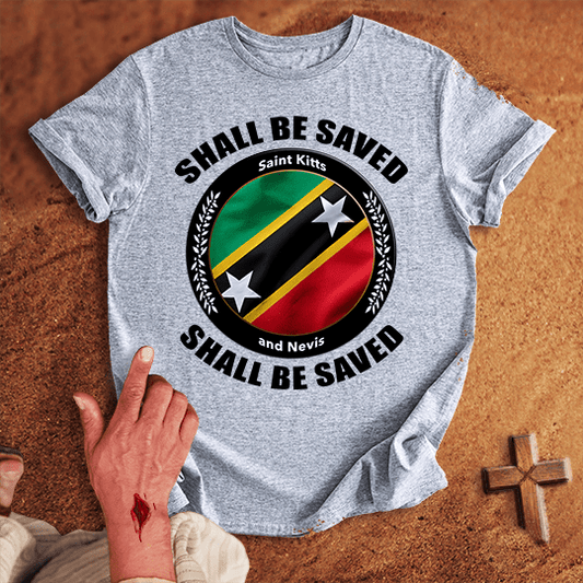Saint Kitts And Nevis Shall Be Saved T Shirt - Black M | Biblical & Scripture Inspired Apparel | Jesus Monk