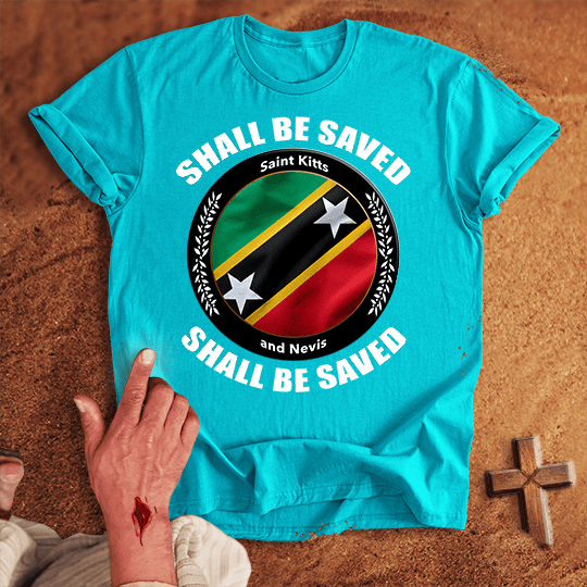 Saint Kitts And Nevis Shall Be Saved T Shirt - Sport Grey M | Biblical & Scripture Inspired Apparel | Jesus Monk