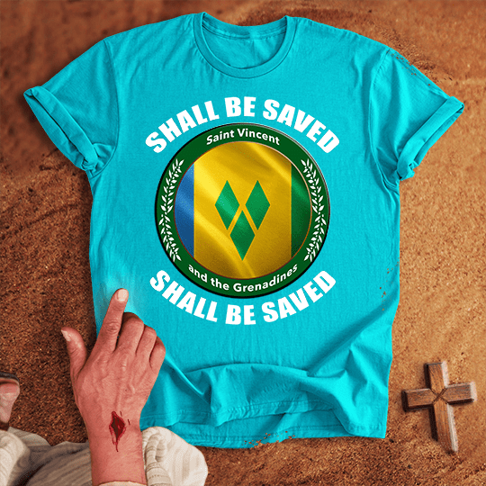 Saint Vincent And The Grenadines Shall Be Saved T Shirt - Black M | Biblical & Scripture Inspired Apparel | Jesus Monk