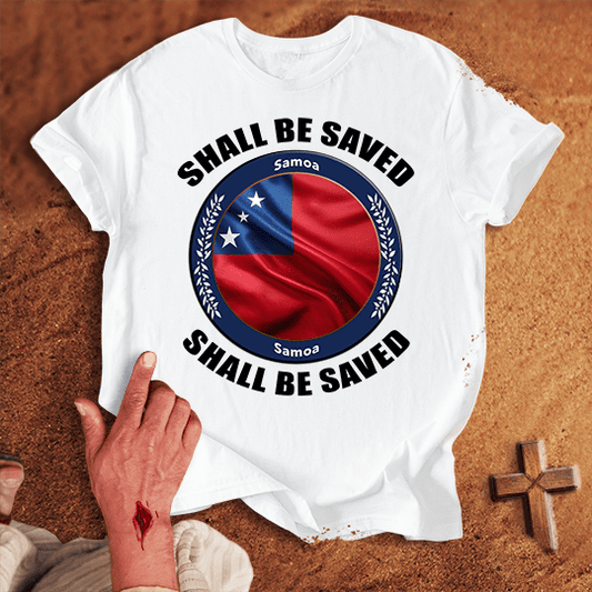 Samoa Shall Be Saved T Shirt - Red M | Biblical & Scripture Inspired Apparel | Jesus Monk