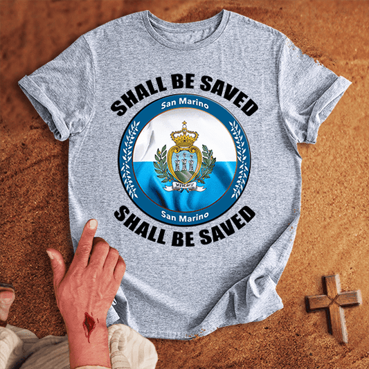 San Marino Shall Be Saved T Shirt - Tropical Blue M | Biblical & Scripture Inspired Apparel | Jesus Monk