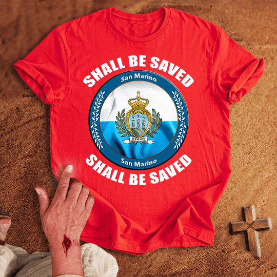 San Marino Shall Be Saved T Shirt - Sport Grey M | Biblical & Scripture Inspired Apparel | Jesus Monk