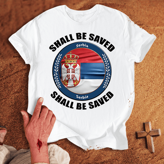 Serbia Shall Be Saved T Shirt - Navy M | Biblical & Scripture Inspired Apparel | Jesus Monk