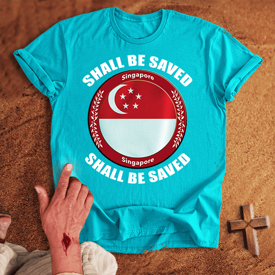 Singapore Shall Be Saved T Shirt - Red M | Biblical & Scripture Inspired Apparel | Jesus Monk