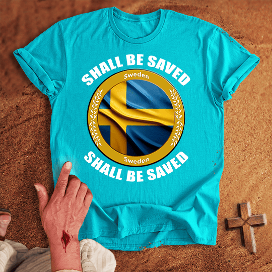Sweden Shall Be Saved T Shirt - Navy M | Biblical & Scripture Inspired Apparel | Jesus Monk