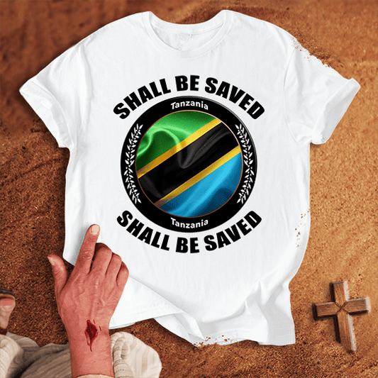 Tanzania Shall Be Saved T Shirt - Tropical Blue M | Biblical & Scripture Inspired Apparel | Jesus Monk