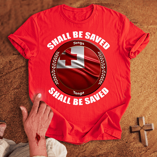 Tonga Shall Be Saved T Shirt - Sport Grey M | Biblical & Scripture Inspired Apparel | Jesus Monk