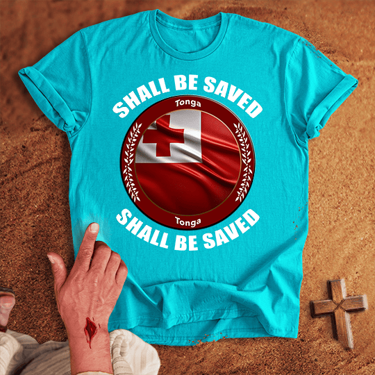 Tonga Shall Be Saved T Shirt - Red M | Biblical & Scripture Inspired Apparel | Jesus Monk