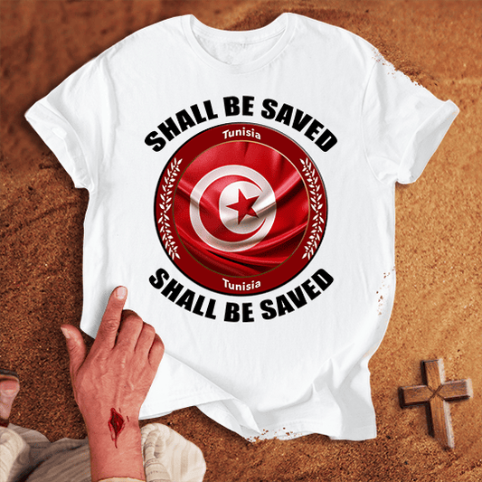 Tunisia Shall Be Saved T Shirt - Red M | Biblical & Scripture Inspired Apparel | Jesus Monk