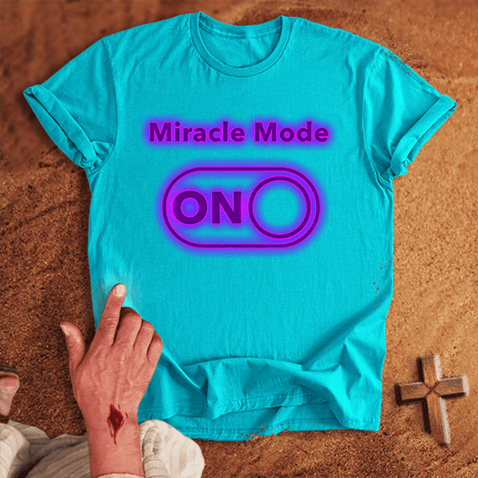 Miracle Mode On T Shirt - White M | Biblical & Scripture Inspired Apparel | Jesus Monk