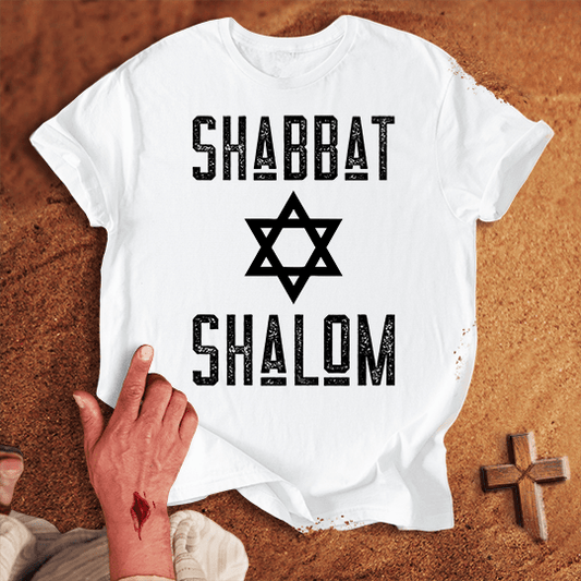 Shabbat Shalom T Shirt - Navy M | Biblical & Scripture Inspired Apparel | Jesus Monk