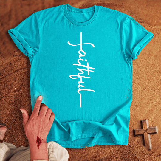Faithful Word Cross T Shirt - Navy M | Biblical & Scripture Inspired Apparel | Jesus Monk