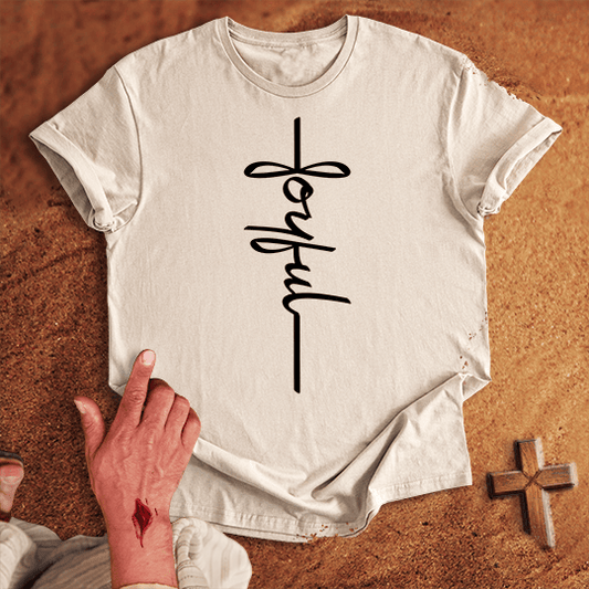 Joyful Word Cross T Shirt - Navy M | Biblical & Scripture Inspired Apparel | Jesus Monk