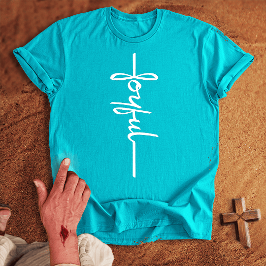Joyful Word Cross T Shirt - Sand M | Biblical & Scripture Inspired Apparel | Jesus Monk