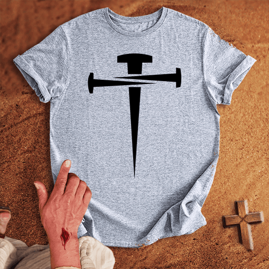 Nail Cross T Shirt - Red M | Biblical & Scripture Inspired Apparel | Jesus Monk