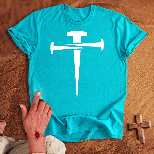 Nail Cross T Shirt - Sport Grey M | Biblical & Scripture Inspired Apparel | Jesus Monk