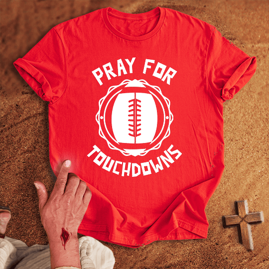 Pray For Football Touchdowns T Shirt - Sand M | Biblical & Scripture Inspired Apparel | Jesus Monk