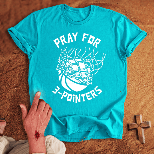 Pray For Basketball 3 Pointers T Shirt - Military Green M | Biblical & Scripture Inspired Apparel | Jesus Monk