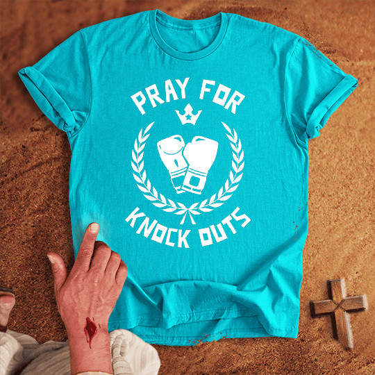 Pray For Boxing Knockouts T Shirt - Red M | Biblical & Scripture Inspired Apparel | Jesus Monk
