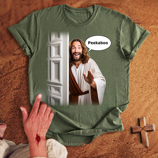 Comical Jesus Peekaboo T-shirt
