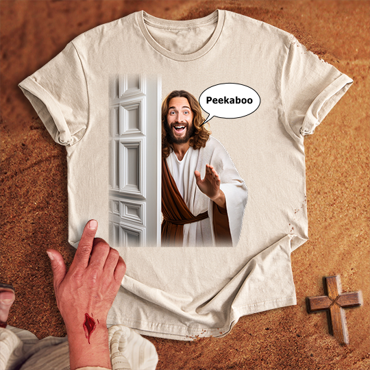 Comical Jesus Peekaboo T-shirt