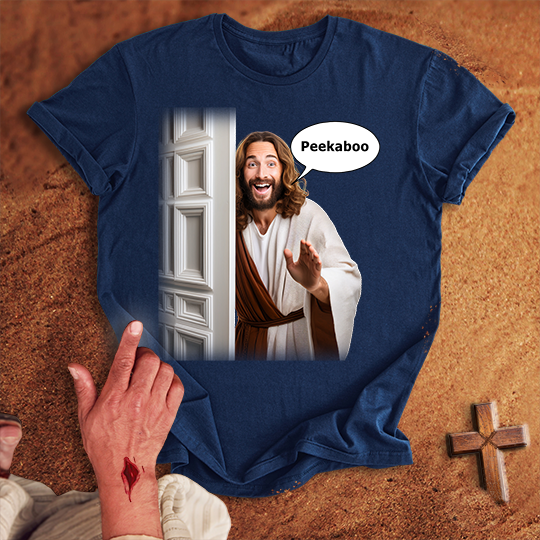 Comical Jesus Peekaboo T-shirt