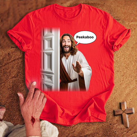 Comical Jesus Peekaboo T-shirt