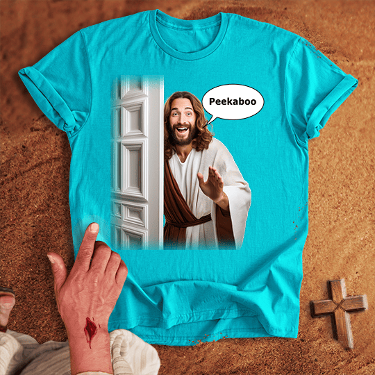 Comical Jesus Peekaboo T-shirt