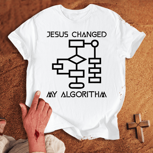Jesus Changed My Algorithm T Shirt - Red M | Biblical & Scripture Inspired Apparel | Jesus Monk