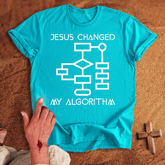 Jesus Changed My Algorithm T Shirt - White M | Biblical & Scripture Inspired Apparel | Jesus Monk