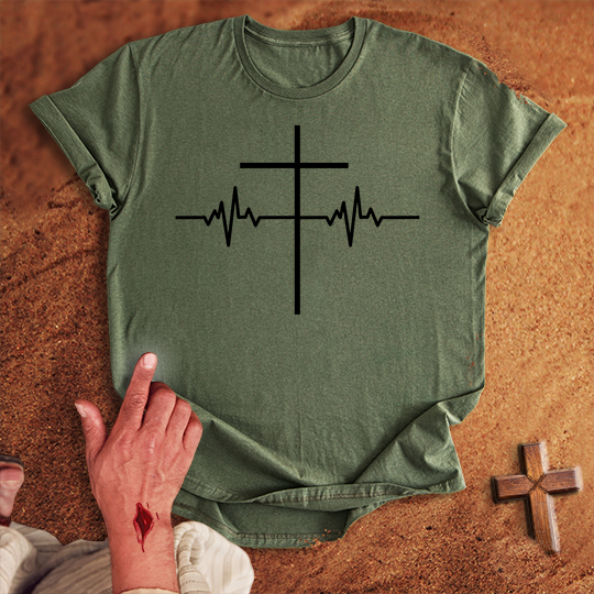 ECG Heart Line Cross T-shirt