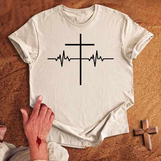 ECG Heart Line Cross T-shirt