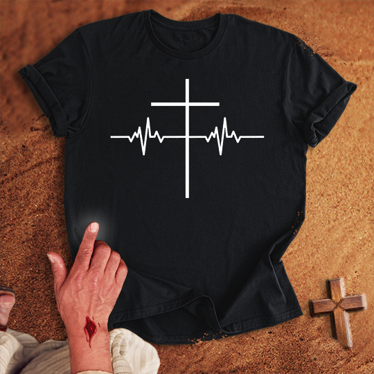 ECG Heart Line Cross T-shirt