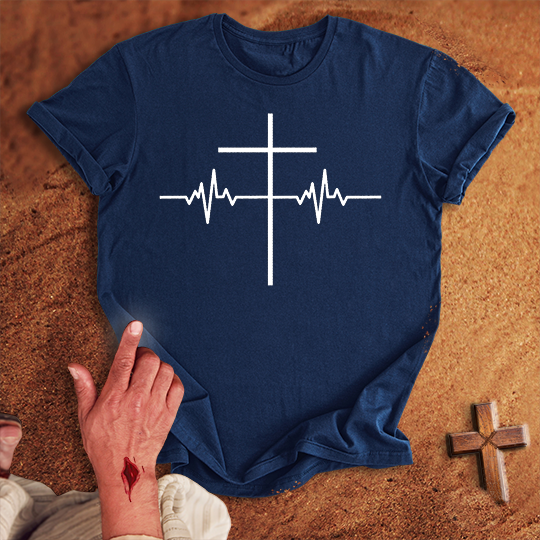 ECG Heart Line Cross T-shirt