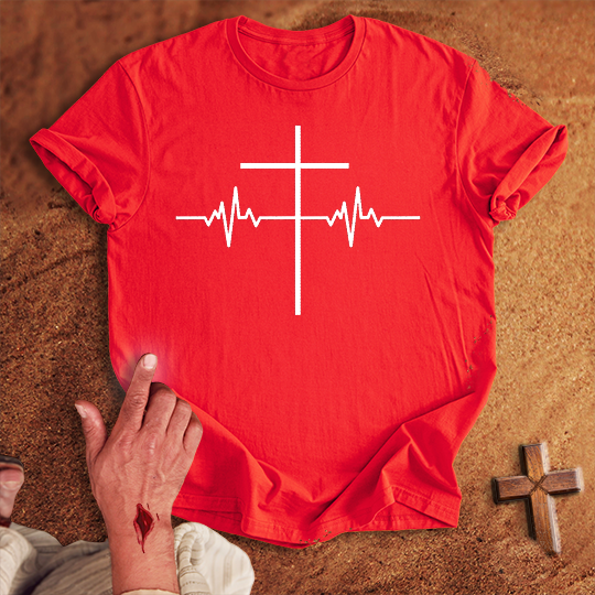 ECG Heart Line Cross T-shirt