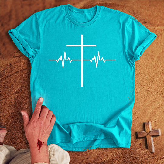 ECG Heart Line Cross T-shirt