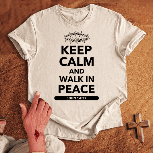 Keep Calm And Walk In Peace T Shirt - Tropical Blue M | Biblical & Scripture Inspired Apparel | Jesus Monk