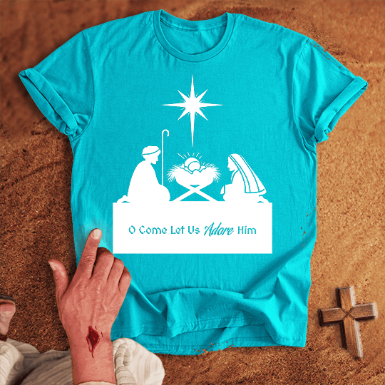 Silohette Nativity T Shirt - White M | Biblical & Scripture Inspired Apparel | Jesus Monk