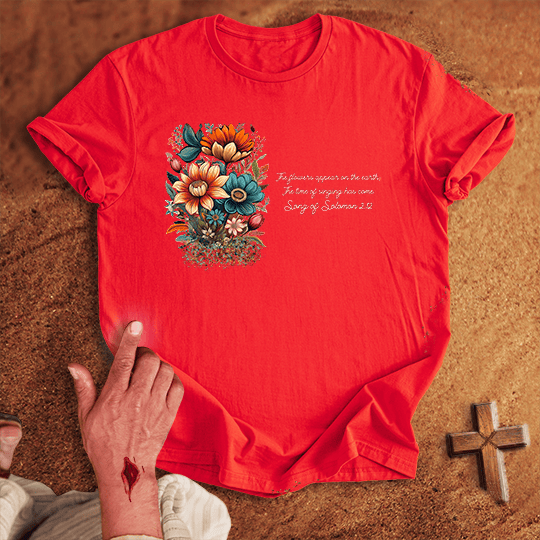 The Flowers Appear T Shirt - Tropical Blue M | Biblical & Scripture Inspired Apparel | Jesus Monk