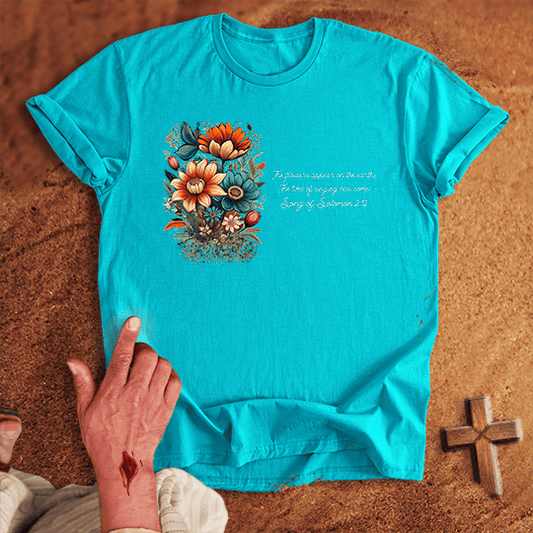 The Flowers Appear T Shirt - White M | Biblical & Scripture Inspired Apparel | Jesus Monk