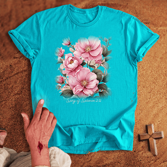 Pink Flowers T Shirt - White M | Biblical & Scripture Inspired Apparel | Jesus Monk