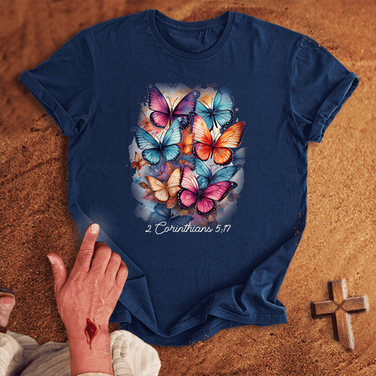 Butterflies T Shirt - Tropical Blue S | Biblical & Scripture Inspired Apparel | Jesus Monk