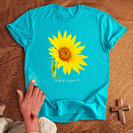 Vibrant Sunflowers T Shirt - Navy M | Biblical & Scripture Inspired Apparel | Jesus Monk