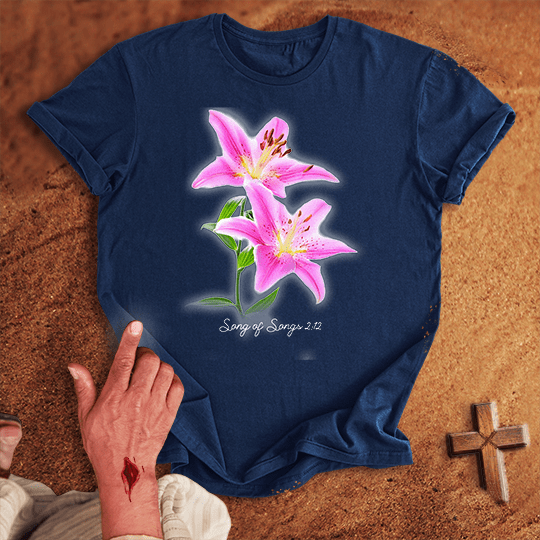 Vibrant Lily Flowers T Shirt - Tropical Blue S | Biblical & Scripture Inspired Apparel | Jesus Monk