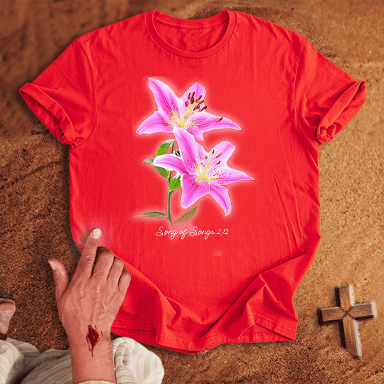 Vibrant Lily Flowers T Shirt - Tropical Blue M | Biblical & Scripture Inspired Apparel | Jesus Monk