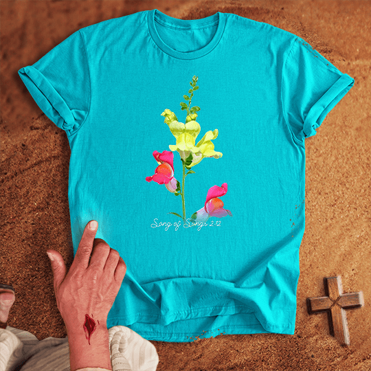 Vibrant Snapdragon Flowers T Shirt - Black M | Biblical & Scripture Inspired Apparel | Jesus Monk